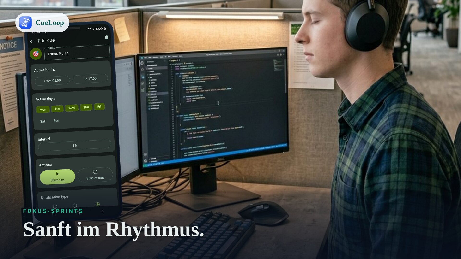 Ein Fokus-Sprint-Cue hält die Arbeit im Rhythmus