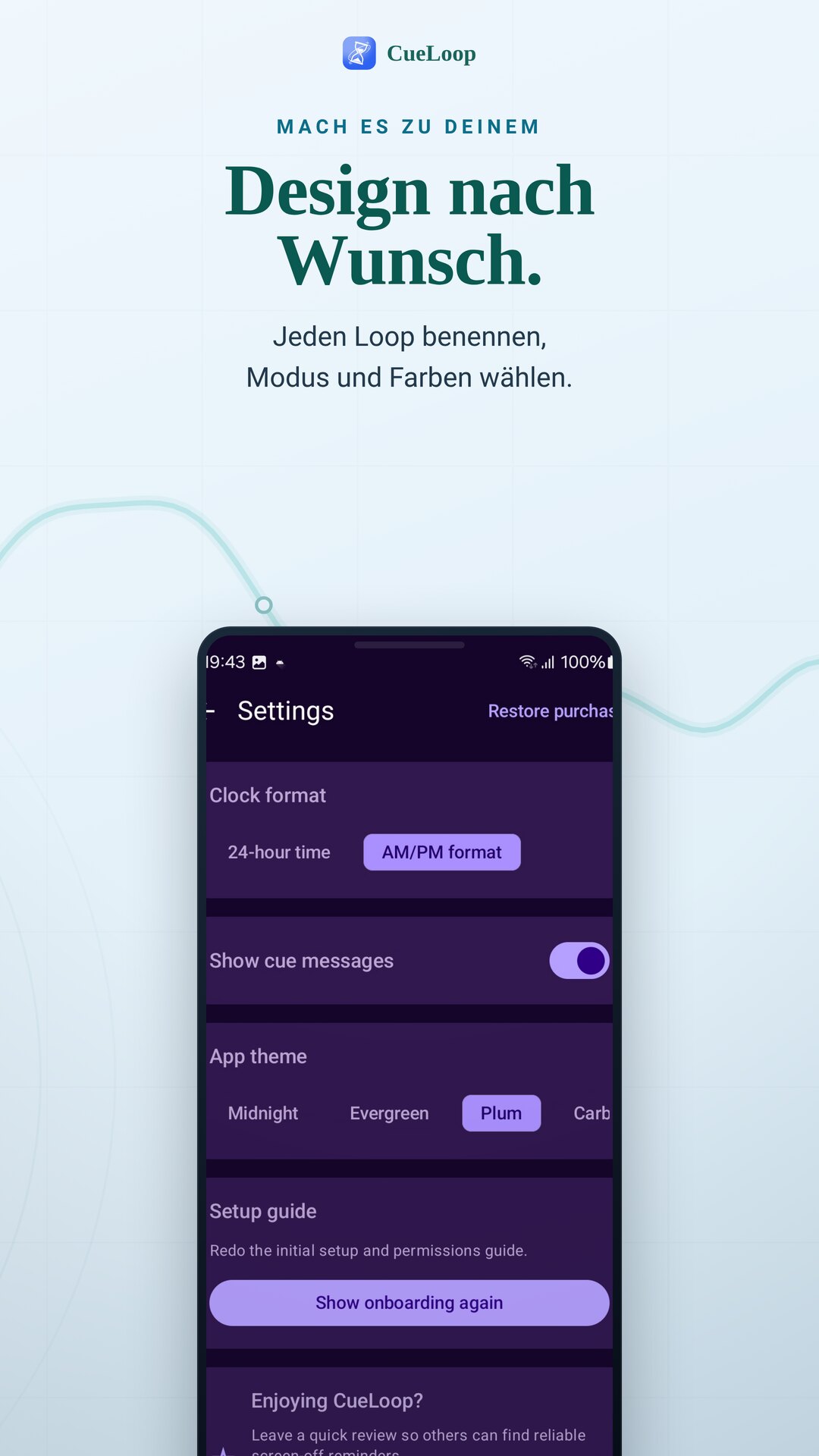 App-Design und Personalisierungsoptionen