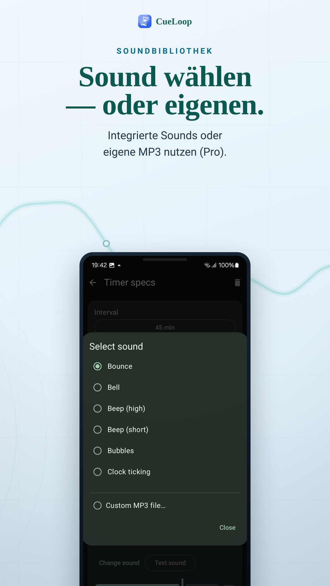 Cue-Sound aus der integrierten Bibliothek auswählen