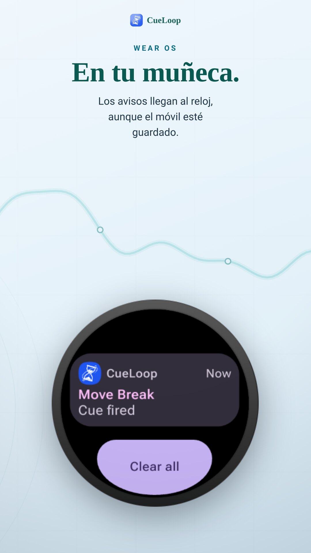 Un aviso reflejado en un reloj Wear OS