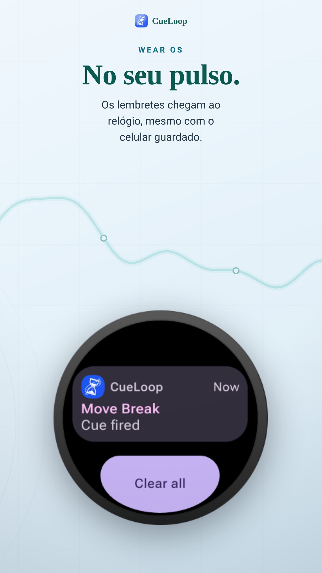 Um lembrete espelhado em um relógio Wear OS