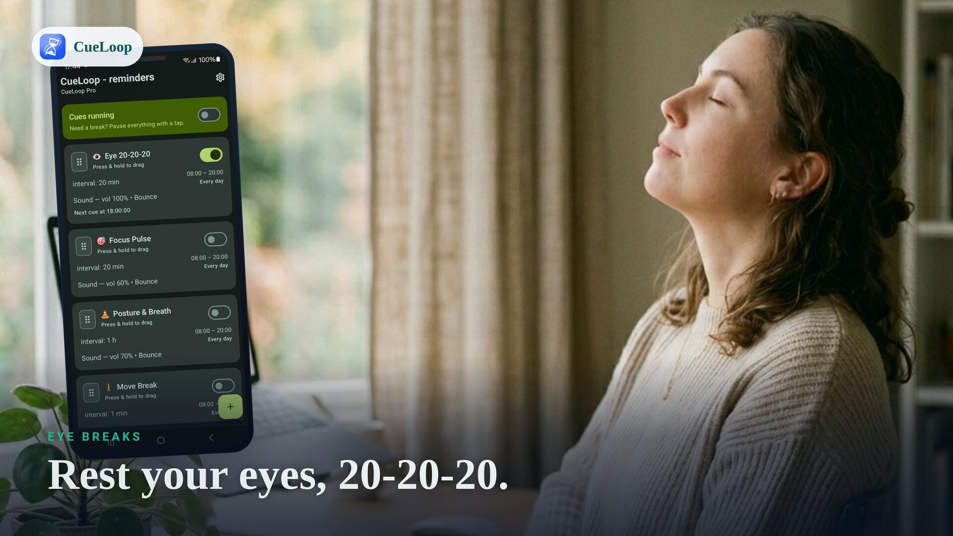 Looking away from the screen for a 20-20-20 eye break