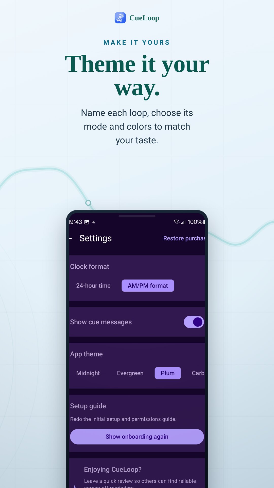 App theme and personalization options