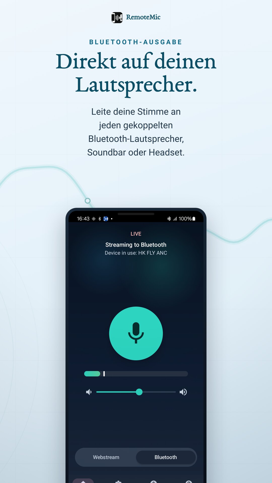 Leite deine Stimme direkt an einen Bluetooth-Lautsprecher