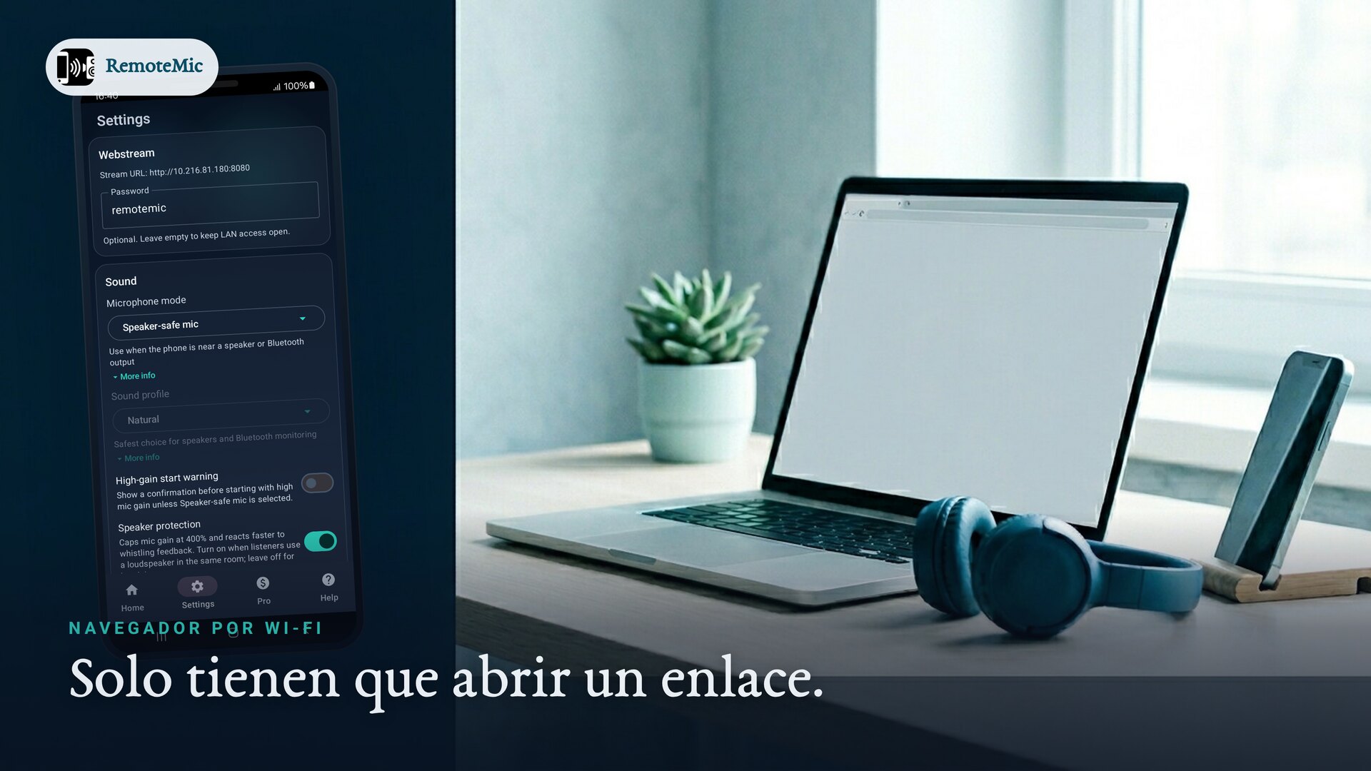 Escucha en un navegador en la misma Wi‑Fi