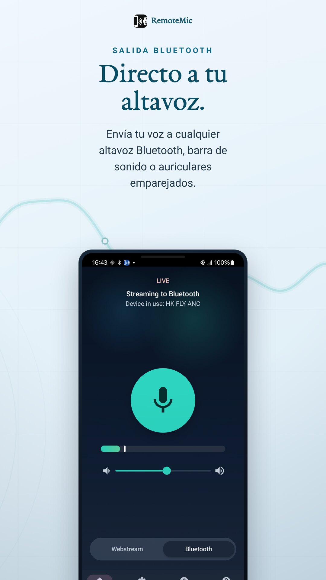 Envía tu voz directamente a un altavoz Bluetooth