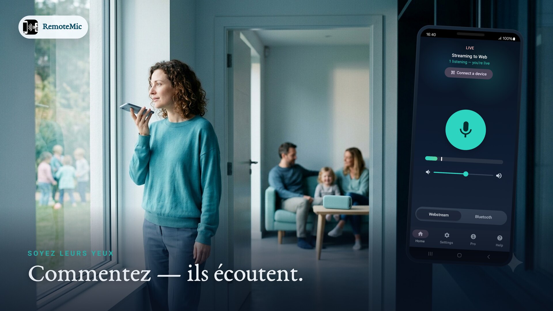 Commenter depuis une fenêtre pour des auditeurs dans la pièce voisine