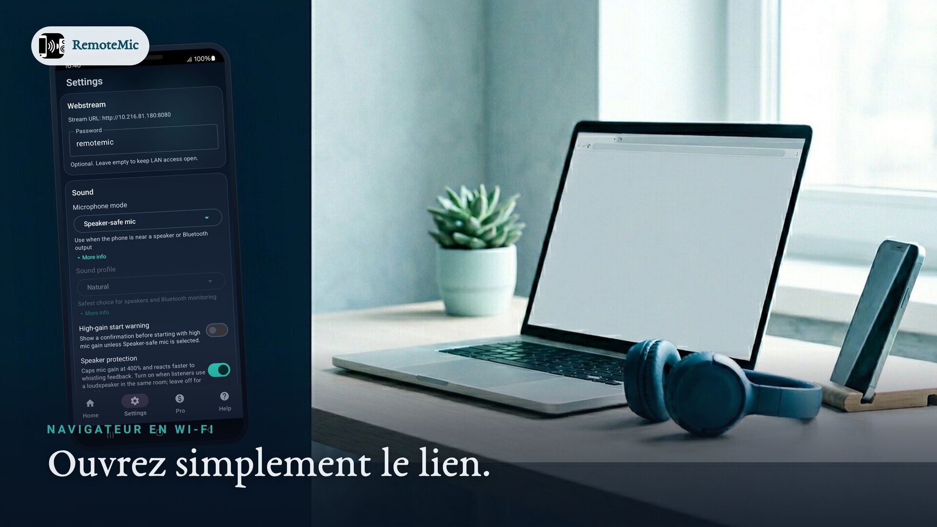 Écoute dans un navigateur sur le même Wi-Fi