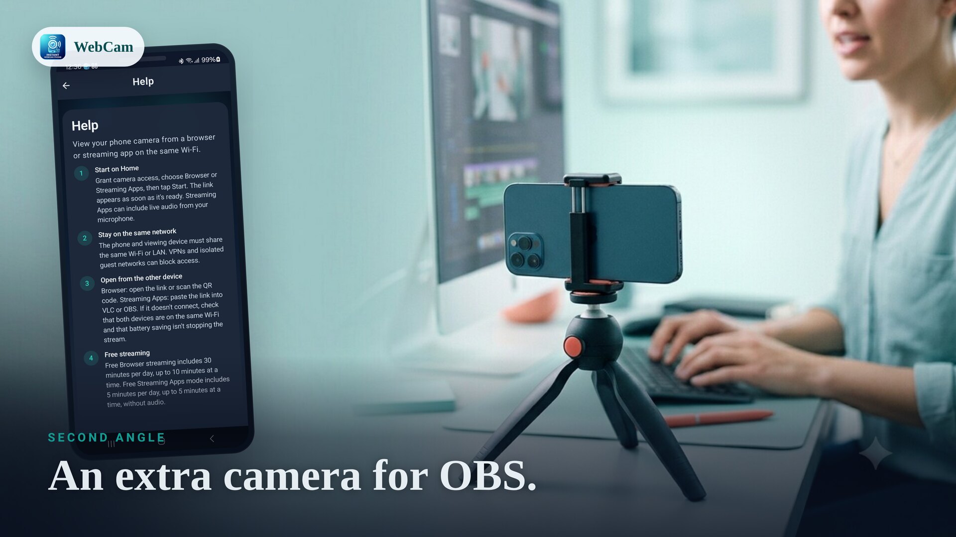 A phone providing a second camera angle for recording